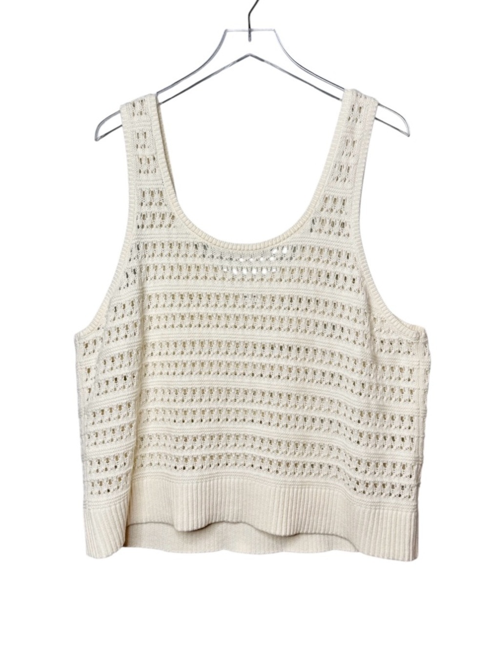 Old Navy Creme De La Creme Crochet Open Knit Cream Women’s Sweater Tank Sz 2X